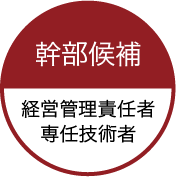 幹部候補　経営管理責任者、専任技術者